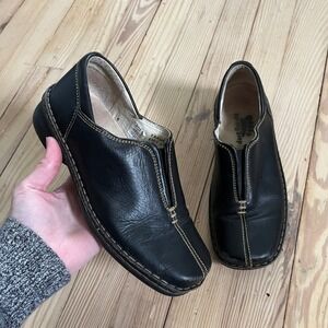 Spring Step Carmen Black Leather handmade Loafers Slip On Shoes Square Toe Women